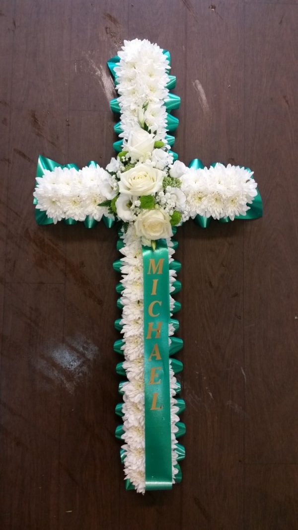 Cross with NAME on Ribbon