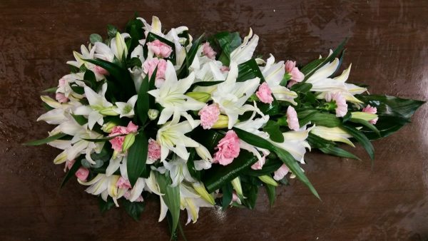 White Lily and Carnations Single Ended Spray