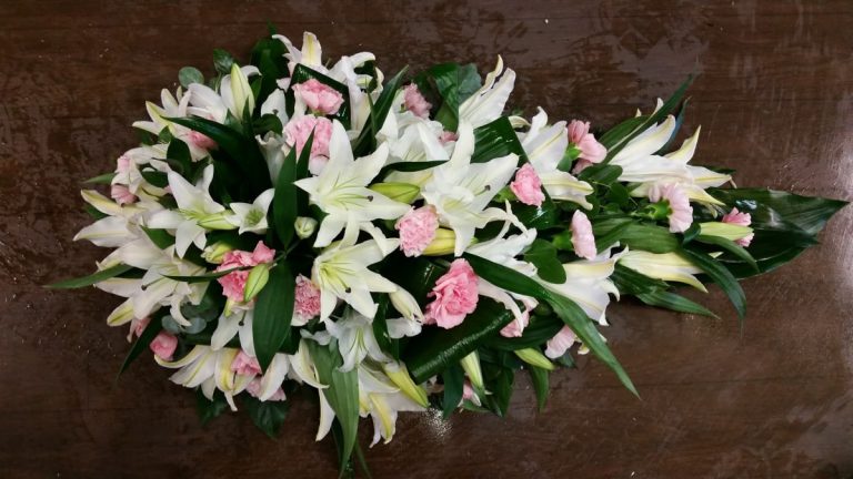 White Lily and Carnations Single Ended Spray