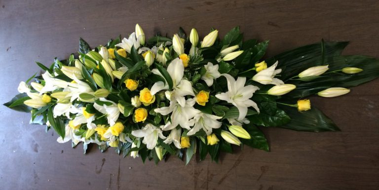 Rose and Lily Coffin Spray